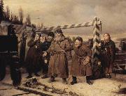 Vasily Perov At the railroad oil on canvas
